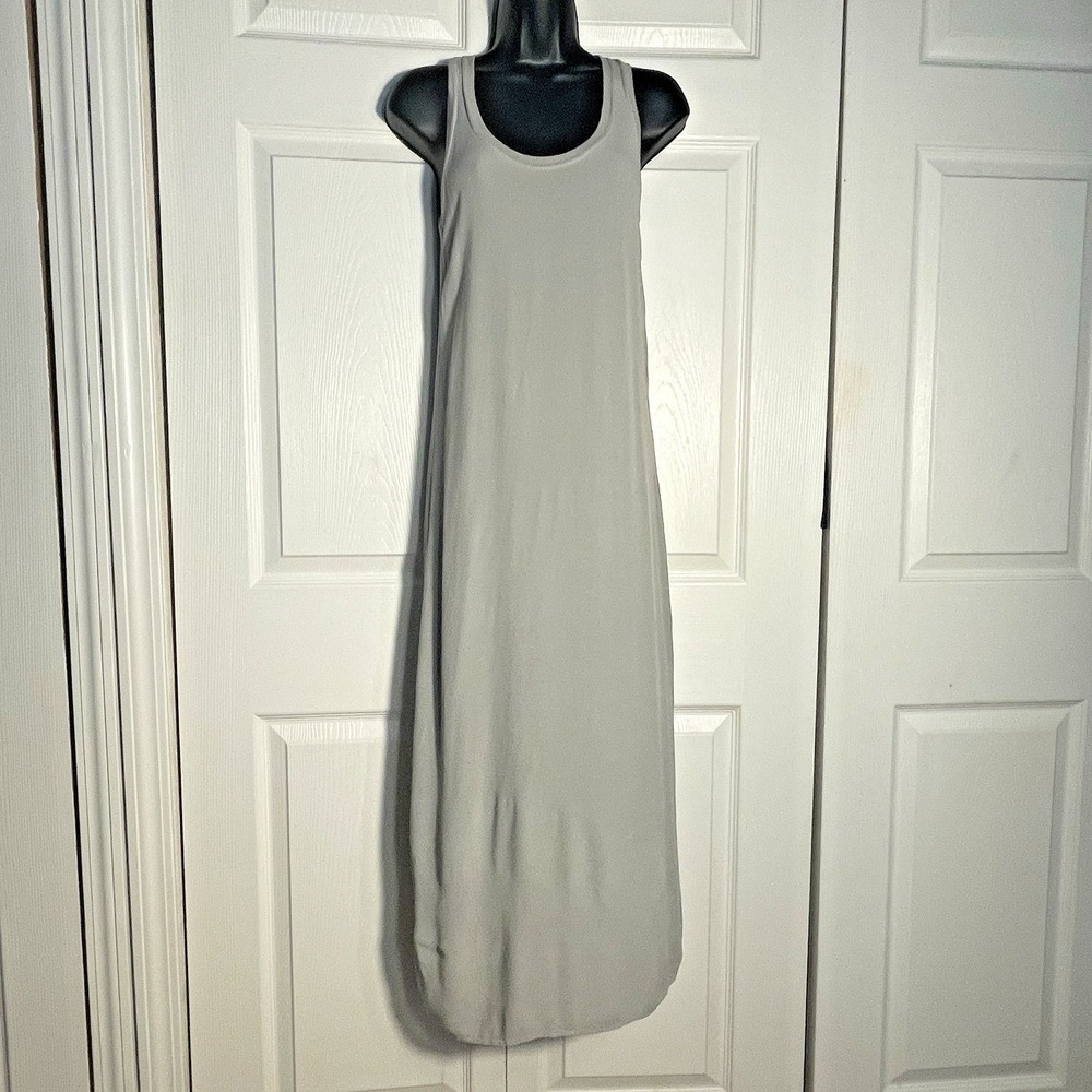 Enzo Costa Maxi Dress Women 0 Gray Sleeveless Luxury Handmade In Los Angeles